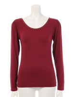 プレスウォームパール付プルオーバー/ボルドー