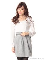 ベルト付きタックINワンピース/ホワイト