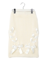 リボンニットスカート/ホワイト