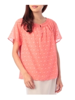 幾何学ジャカードシフォンブラウス/オレンジ(467)