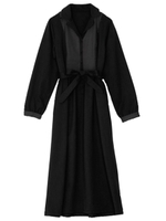 配色オープンカラーワンピース/ブラック