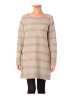 編地切り替えボーダーニットワンピース/ベージュ系(051)