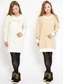 REVERSIBLE BORDER L/S DRESS/ホワイト