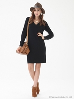 VネックボックスニットOP/RED