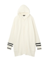 [L]ヤーンニットフード付カーディガン/ホワイト系(002)