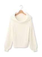 オフタートルケーブルニット/ホワイト(004)