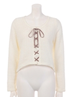 フロントレースアップニット/ピンク