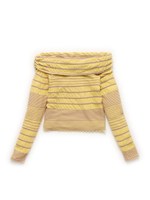 ボーダーオフショルトップス/BLK