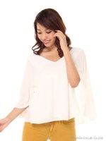 ラップスリーブブラウス/キャメル