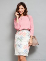 レースフラワー切り替えワンピ/オフホワイト