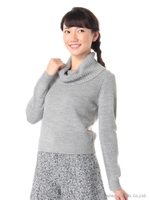 装飾タートルネックニット/チャコールグレー