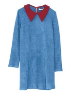 BIG衿ニットソーOP/ブルー