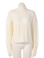 【FEMININE】ハーフケーブルデザインニット/ベージュ