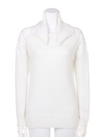 【店頭売上No.7】７Ｇアンゴラ混レース切替オフタートルプルオーバー/オフホワイト