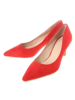 カラースエードパンプス/レッド