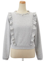 ビジューカラーウラケトップス/グレー