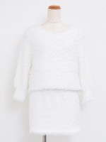 フェイクミンクセットアップ/ベージュ