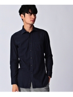 無地フランネルシャツ/ネイビー(093)