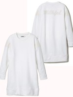 PANEL LEATHER SWEAT DRESS/ホワイト