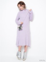 シャギーニットワンピース/BLACK