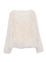 ビジュー付きブラウス/NVY