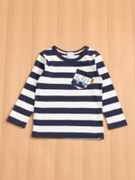 ボーダー長袖Tシャツ/ブルー