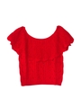 frill offshouder knit tops/red