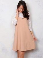 Ａラインレイヤードワンピース/カーキ