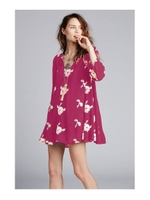 エスニック刺繍ミニワンピース/パープル(183)