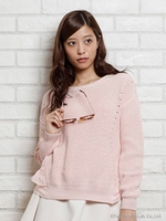 バックフリルアイレットニット/ライトグレー