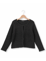 ファンシークルーネックニットカーディガン/ブラック(419)