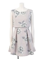 フラワー柄タックフレアワンピ/ピンク