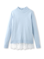 レースインナー付ボトルネックニット/ピンクゴールド(105)