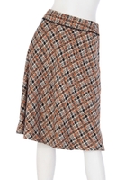 [大きいサイズ]Ｐスエードチェックスカート/オレンジ