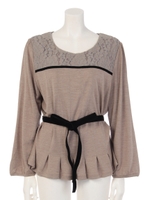 [大きいサイズ]ドミナントウォッシャブルウールトップス/ベージュ