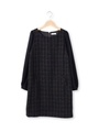 ラメチェックツイードワンピース/ネイビー(293)