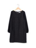ラメチェックツイードワンピース/ネイビー(293)