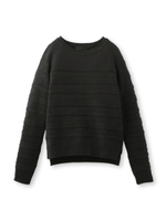 編み柄ボーダーニット/レッド(062)