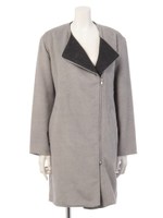 【chille anap】ZIP付バイカラーノーカラーコート/GRY