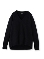 ウールVネック前後差ニット/ネイビー(093)