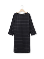 ウィンドウペンチェックワンピース/ブルー系(294)