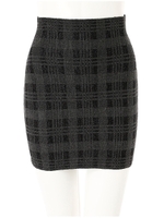 ニットチェックタイトミニスカート/ダークグレー