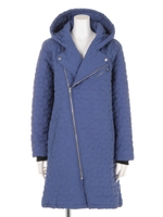 ライダースロングコート/ブルー