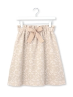 リボンベルトつきフラワー柄スカート/ライトベージュ(051)