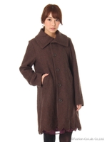 レース刺しゅうブークレコート/ダークブラウン