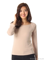 オフショルダーカットトップス/ベージュ