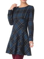 ウールチェックフレアワンピース/キャメル