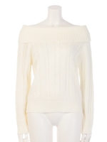 オフショルケーブルニット/オフホワイト