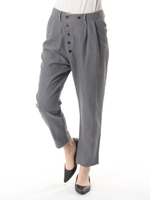 【OUTLET】チェック/ストライプテーパードパンツ/杢グレー