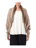 ファー付きドルマンニットカーディガン/ベージュ(052)